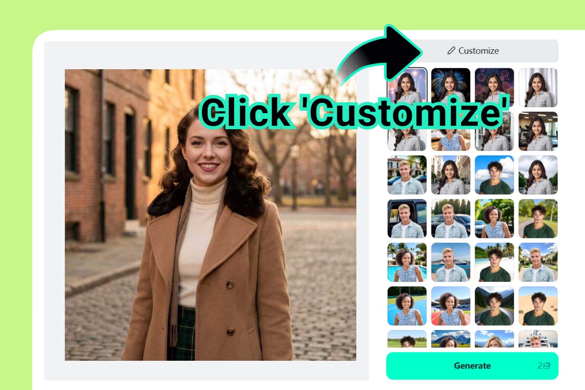 Click the customize button Click the customize button