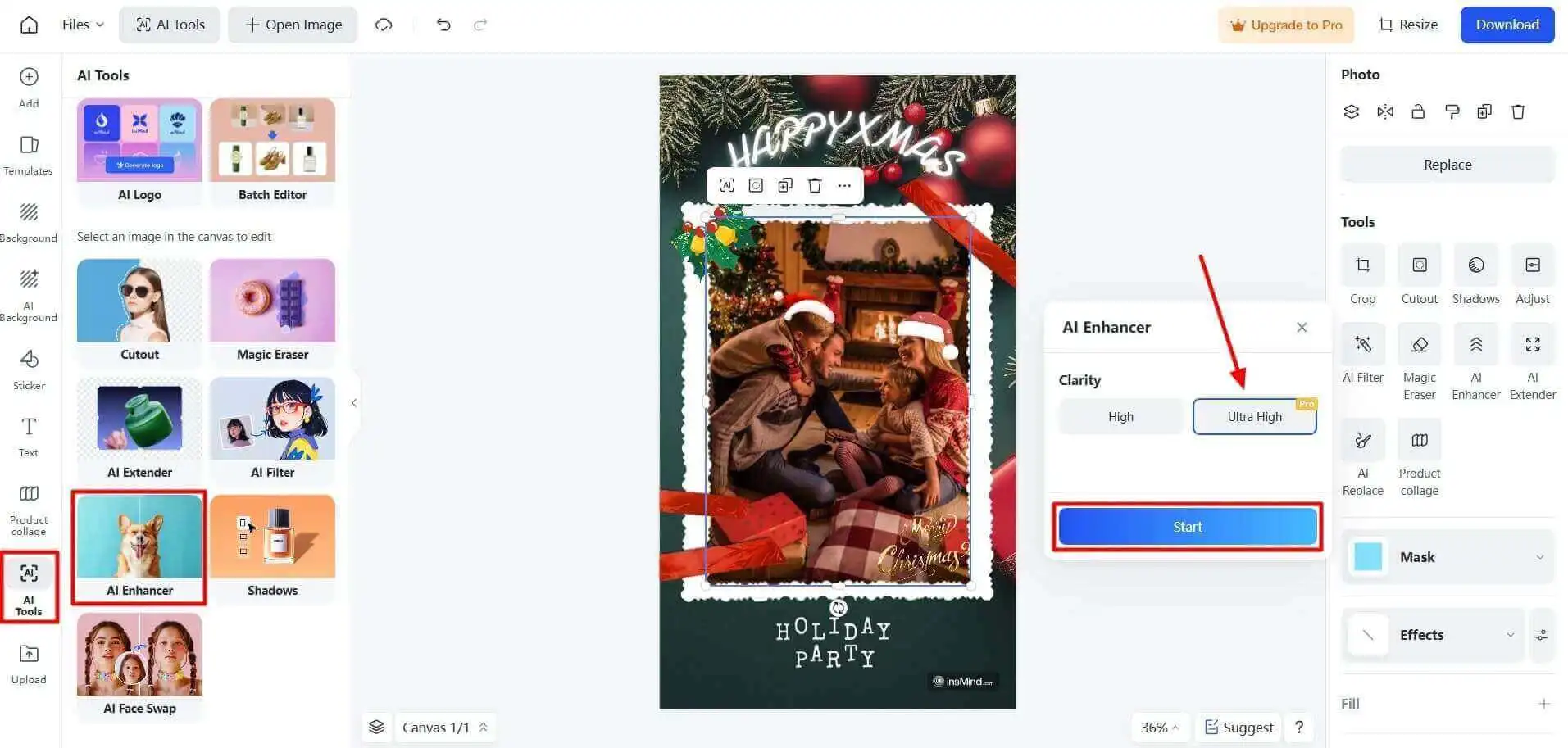 use ai enhancer for your high-quality Christmas Card