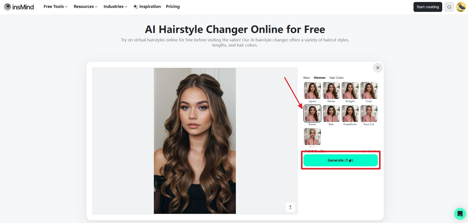 choose a prom hairstyle and generate