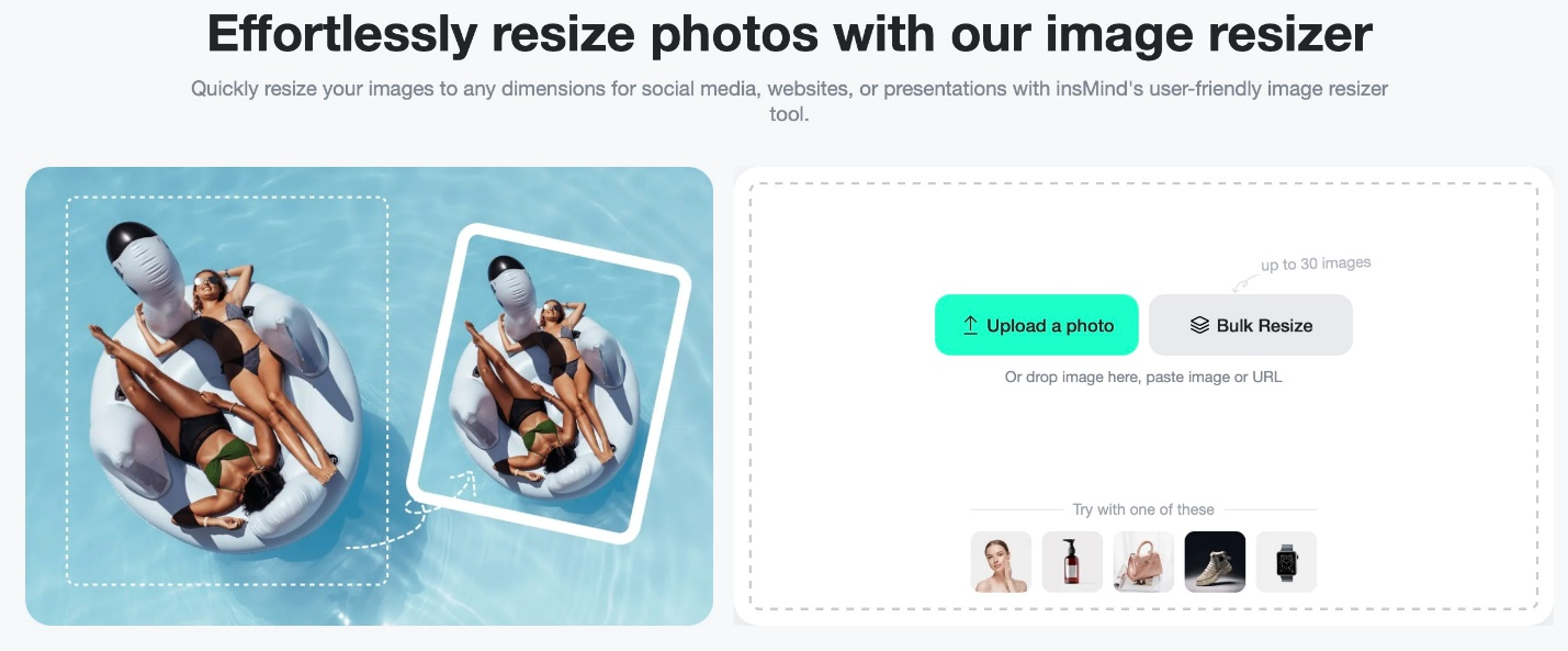 Start resizing your image for WhatsApp DP with insMind's free tool.
