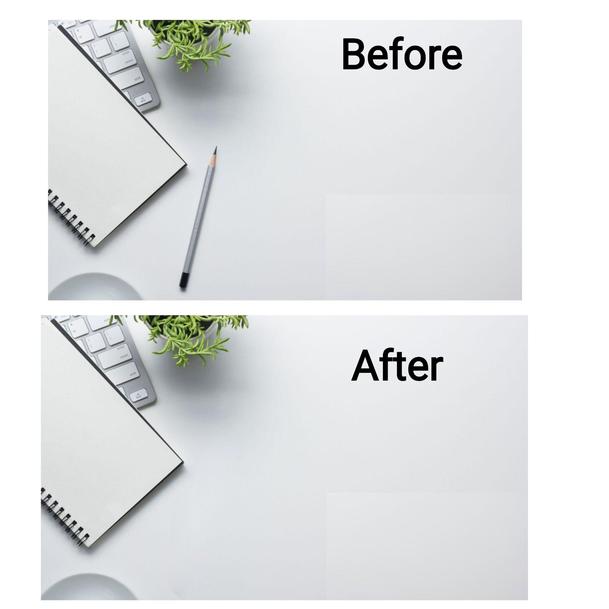 Demonstration image showing a photo before and after Removing Unwanted Objects using the insMind tool