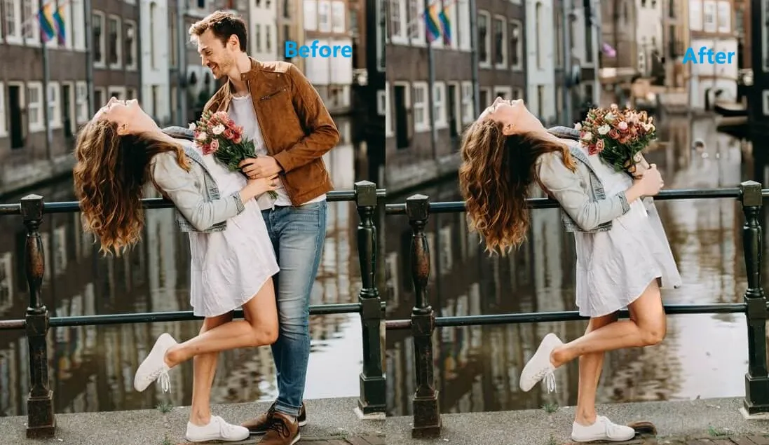 insMind results example after removing ex girlfriend from photo