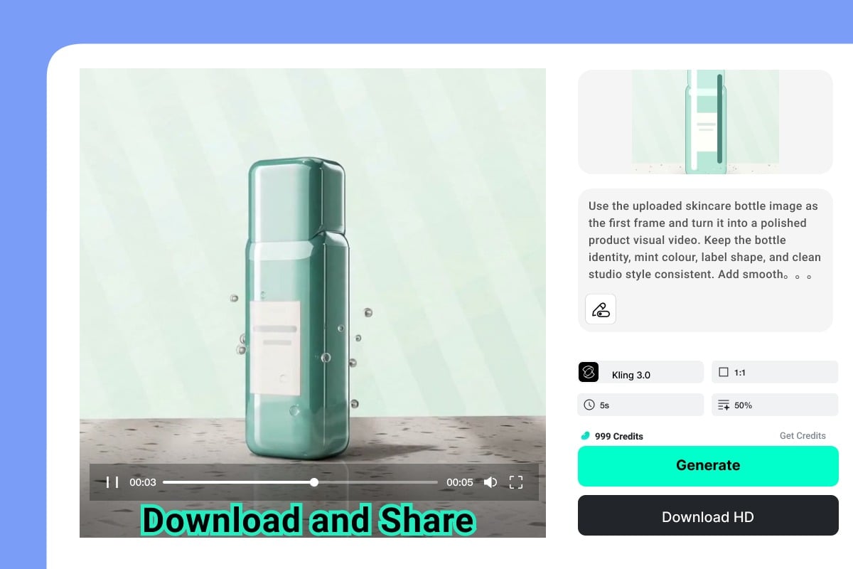 Download Video Generated AI product video ready to download