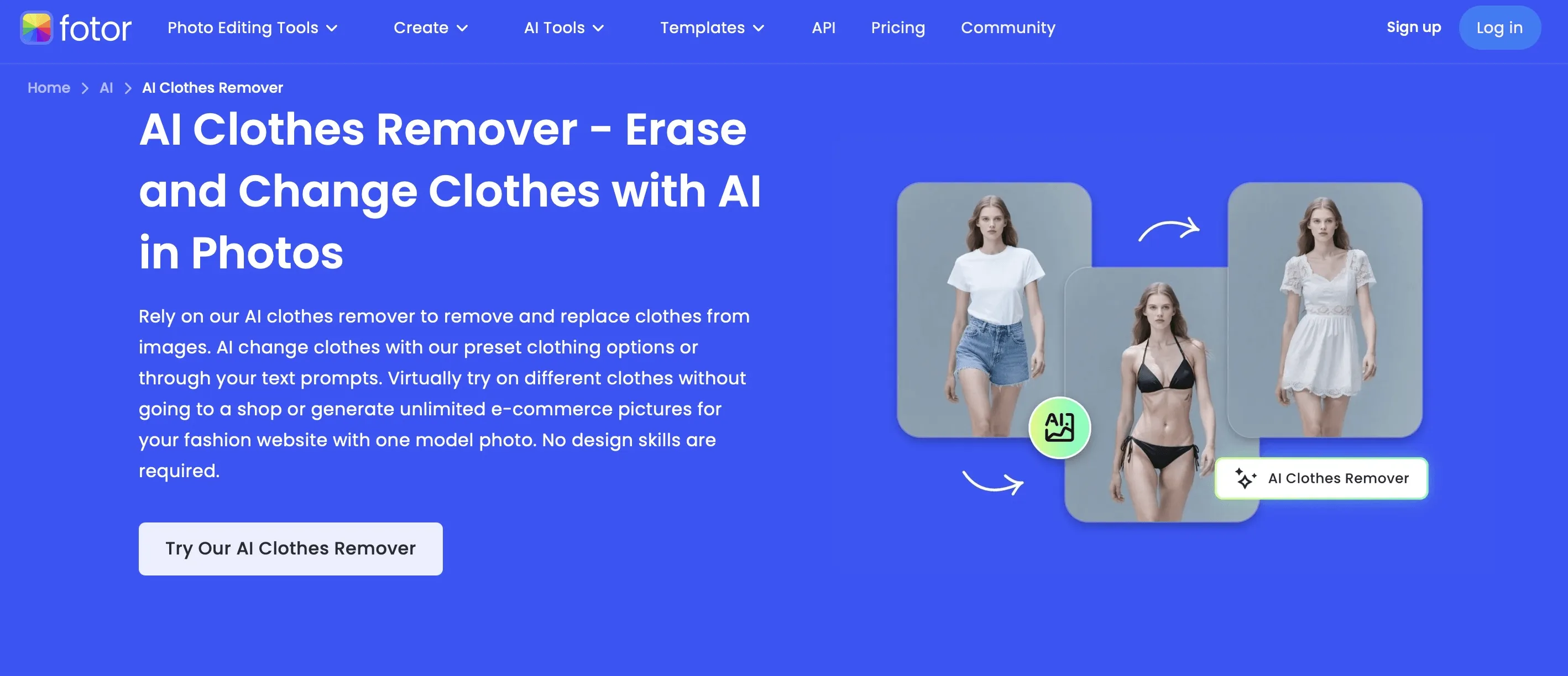 Beginner-friendly AI clothing editor offering quick outfit swaps with preset styles.