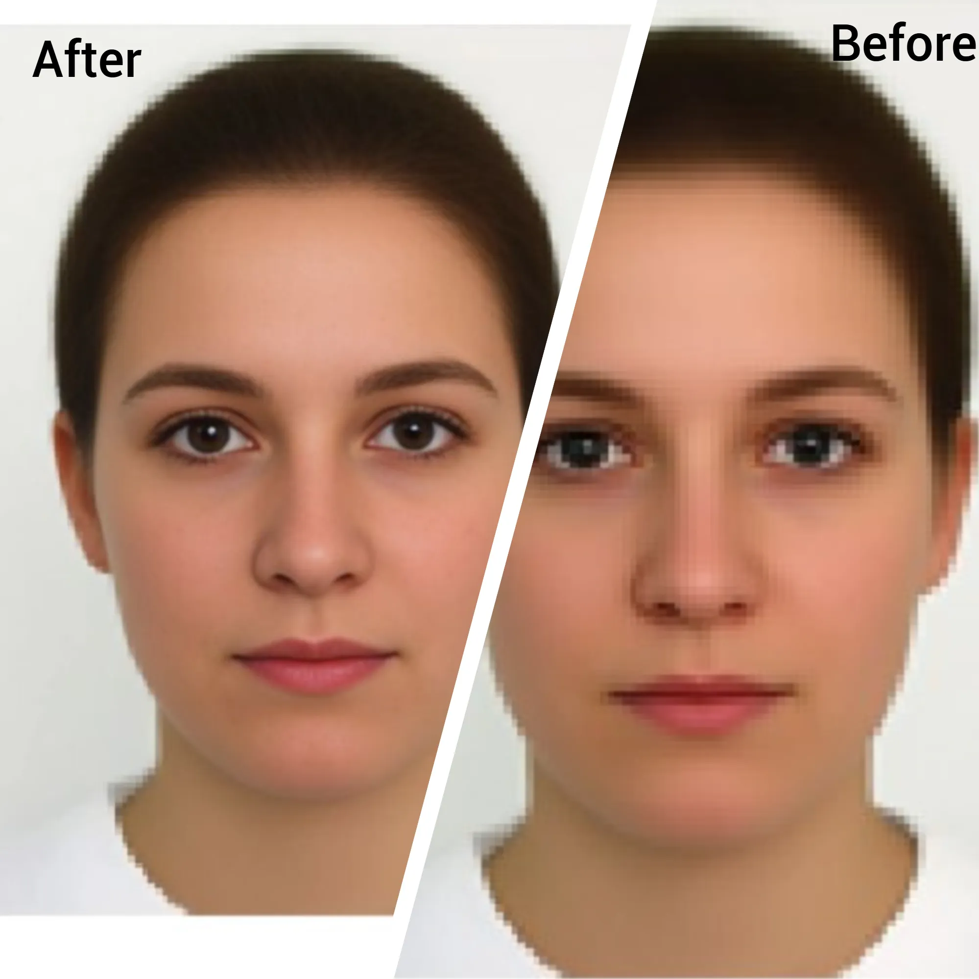 Demonstration image showing a photo before and after enhancing using the insMind tool