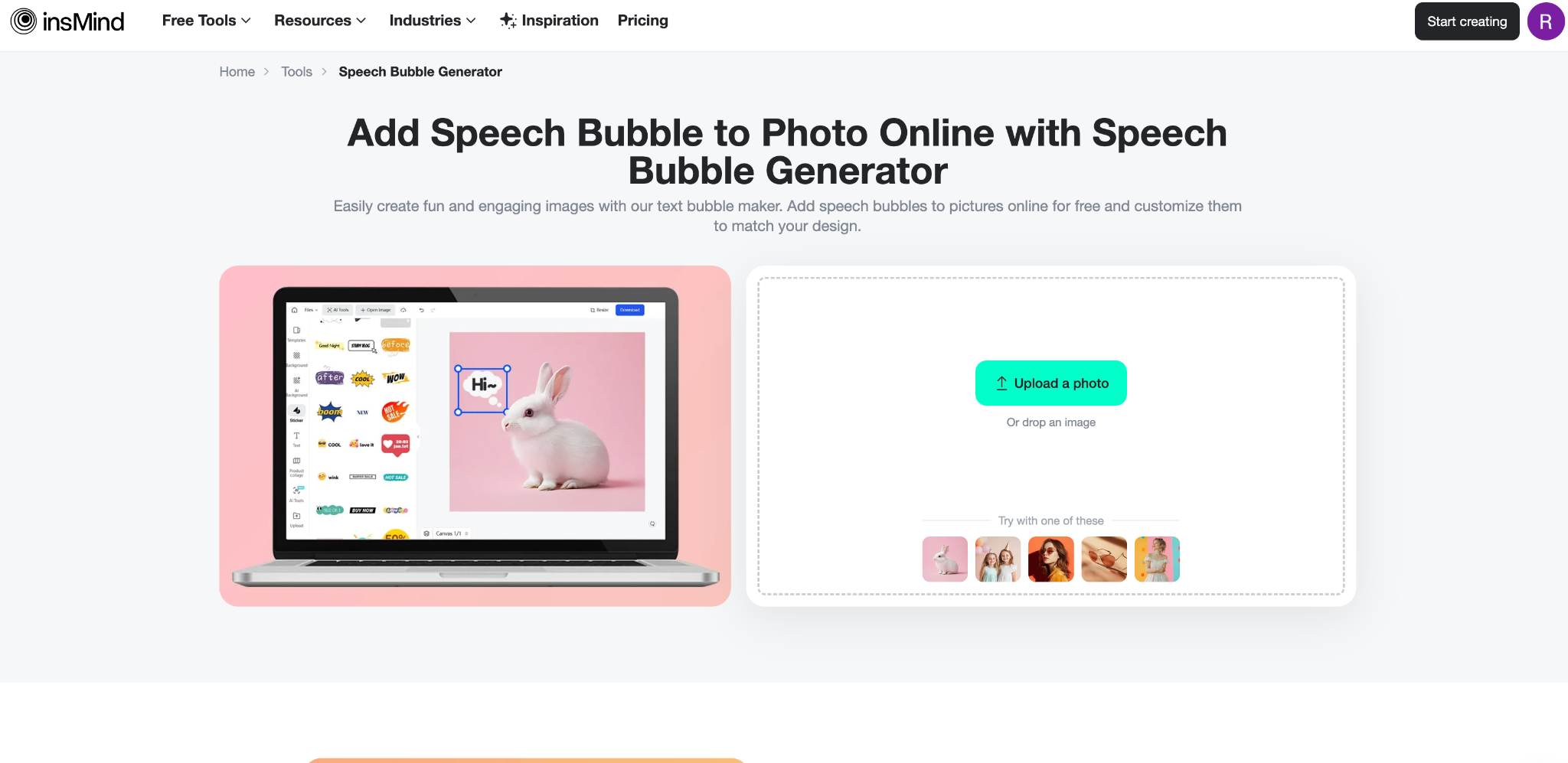 Add Speech Bubble to Photo Online with insMind Speech Bubble Generator