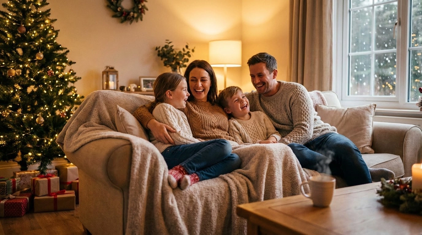 An image of classic family Christmas card created by insMind