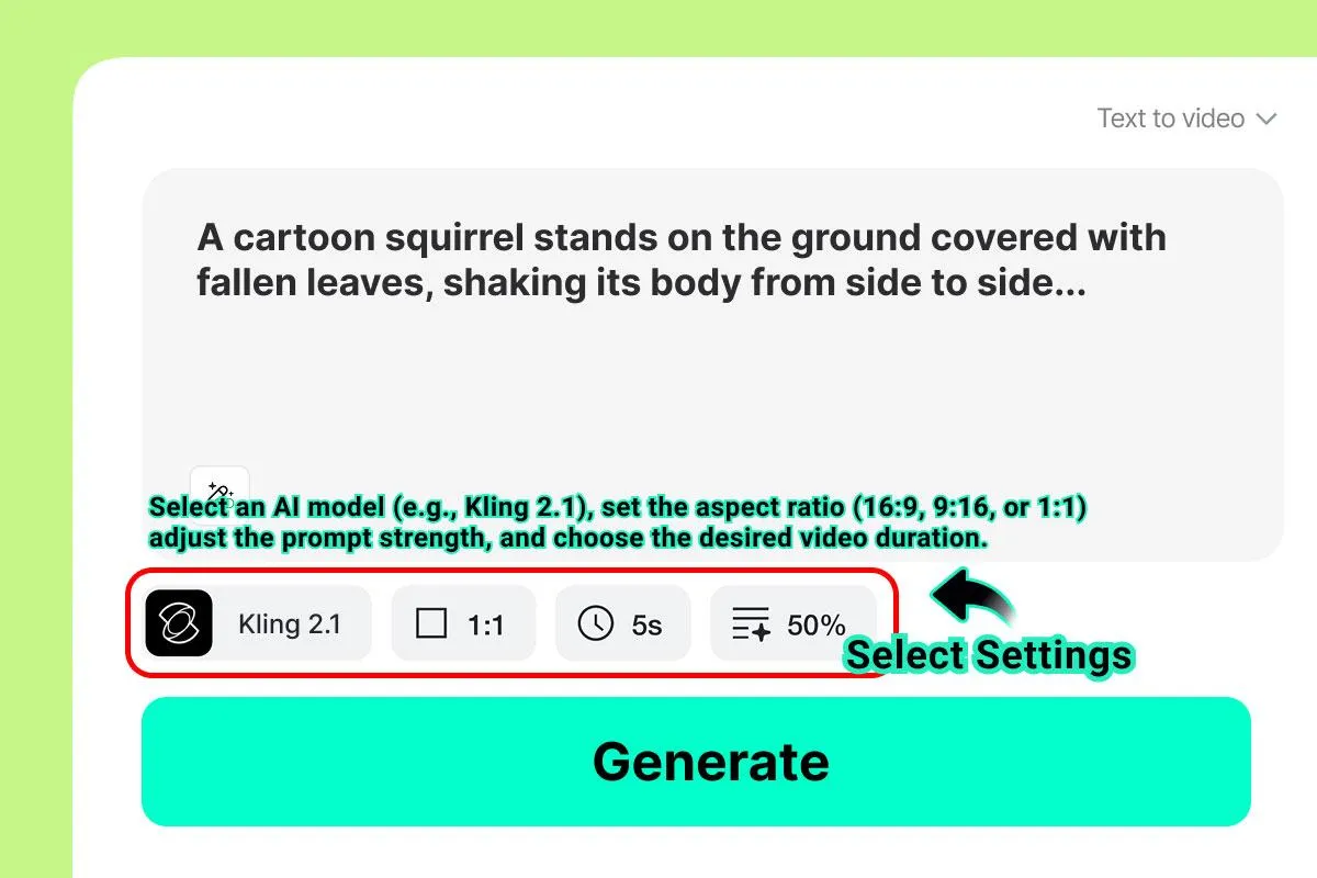 insMind Model & Settings Selection Select the model and settings for your AI video generation in insMind.