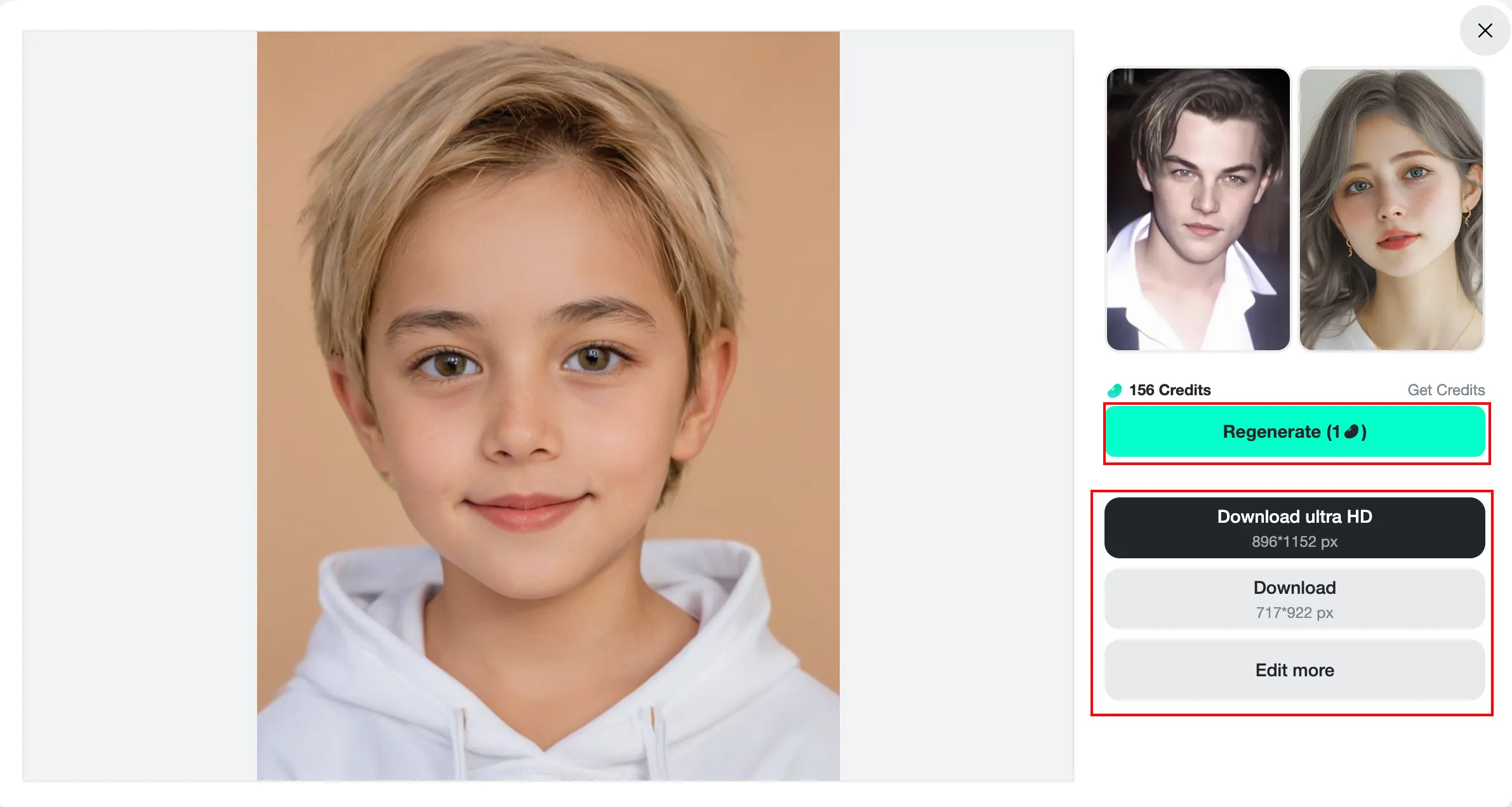 regenerate or download baby photo 