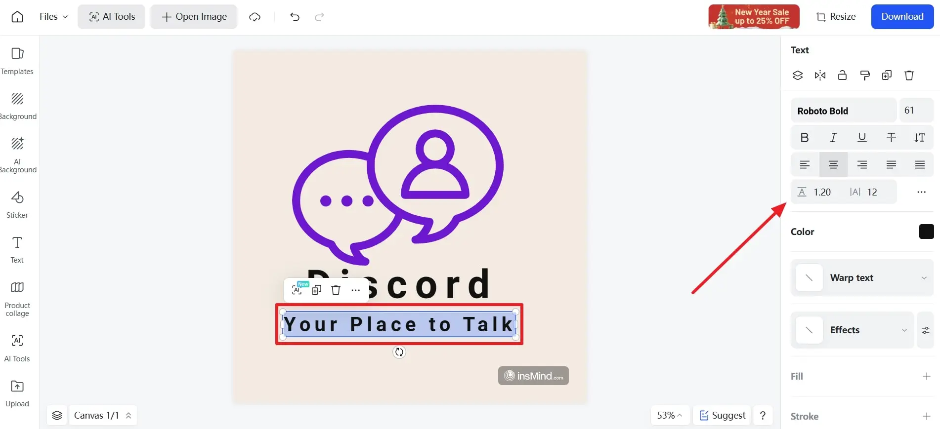 change text formatting of discord logo