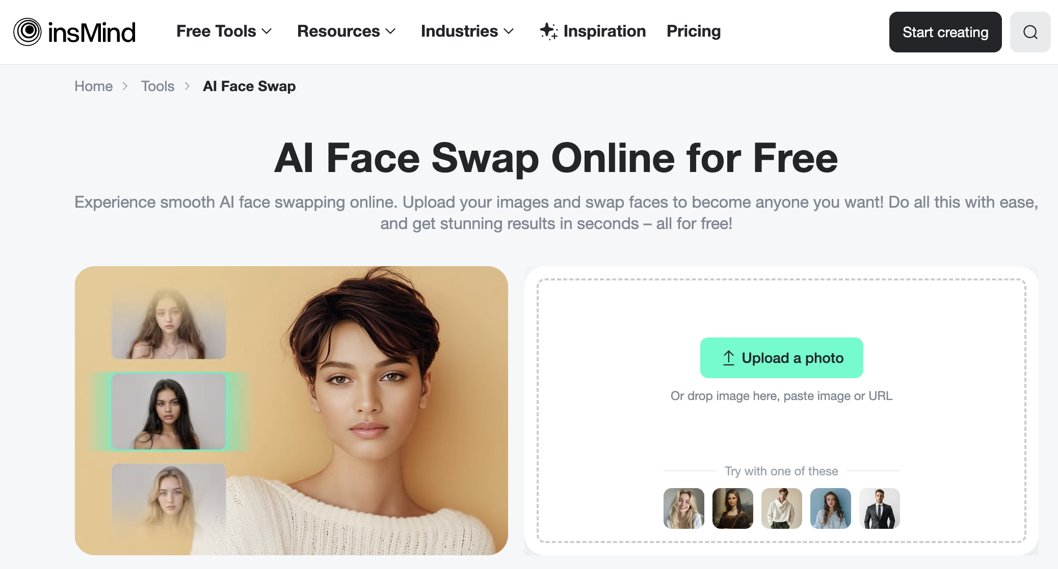 AI Face Swap in insMind