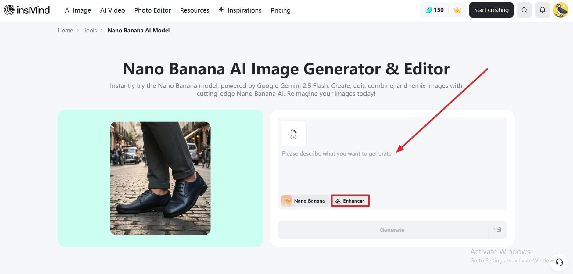enter prompt and enable enhancer