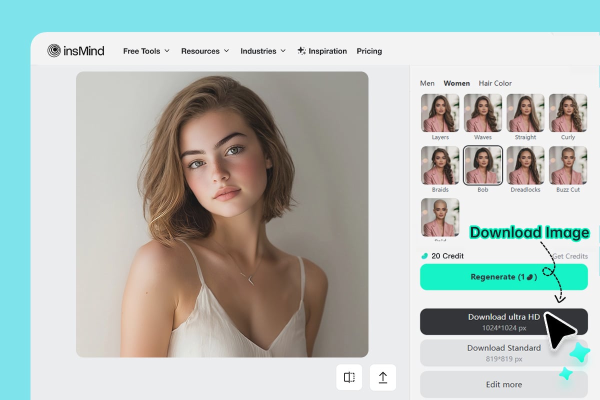 Step 3: Generate and Download your new short-haired look.