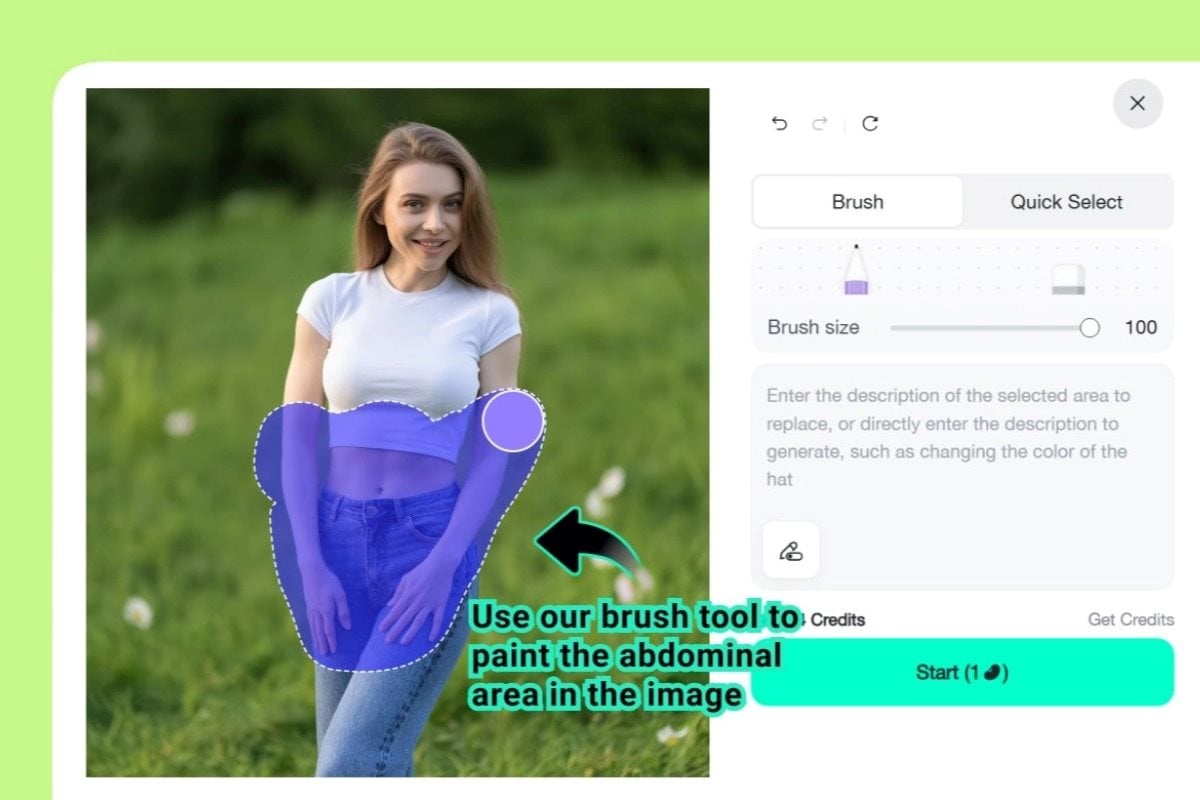 Step 2: Use our brush tool to paint the abdominal area