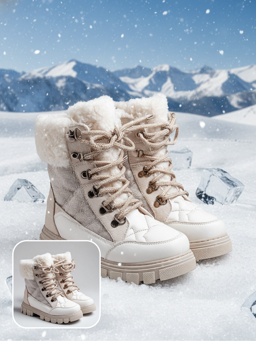 Escena de montaña nevada