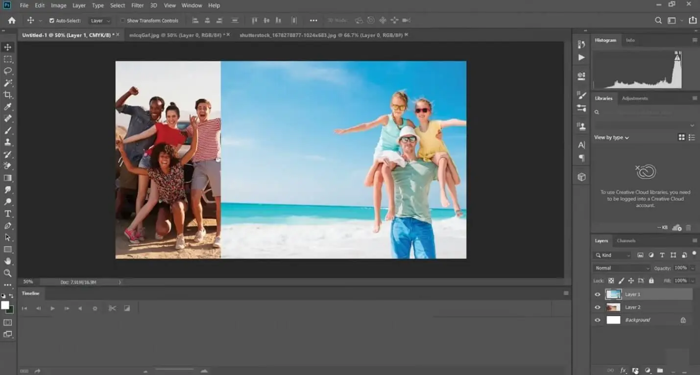 merge photos with photoshop and save