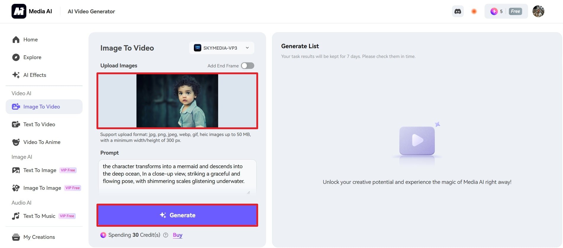 Media.io AI Mermaid Generator