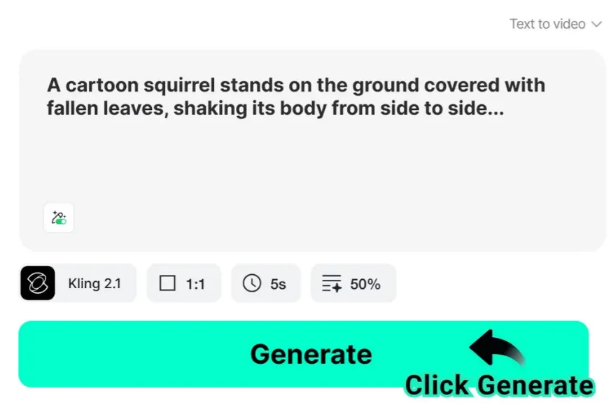 AI Video Generator in Action Demonstrating the video generation process with text and image inputs on the platform.