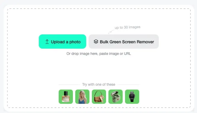 Easily upload product, portrait, or any image featuring a green background.