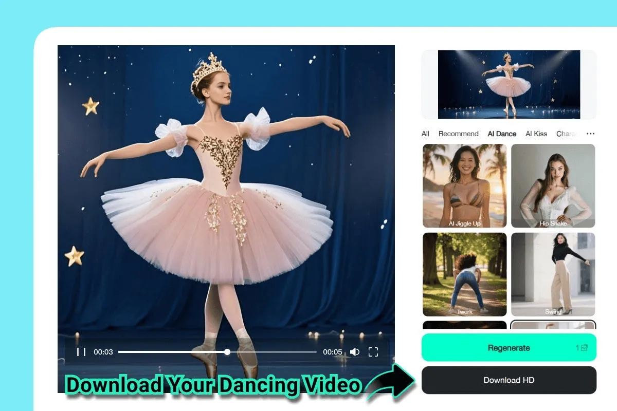 Generate your AI video and download the final result instantly.