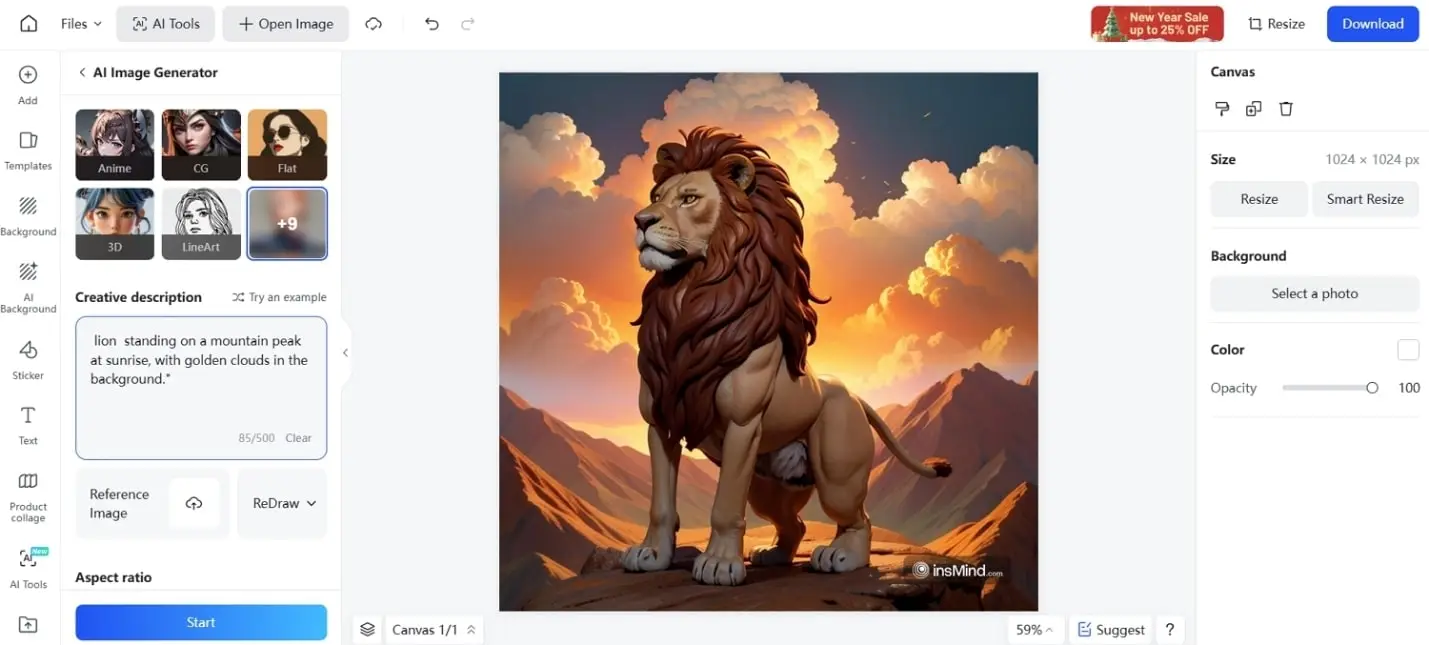 lion standing on mountain