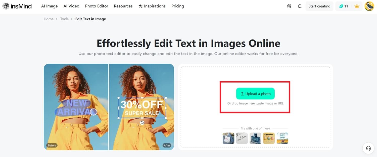 upload dated picture on insMind