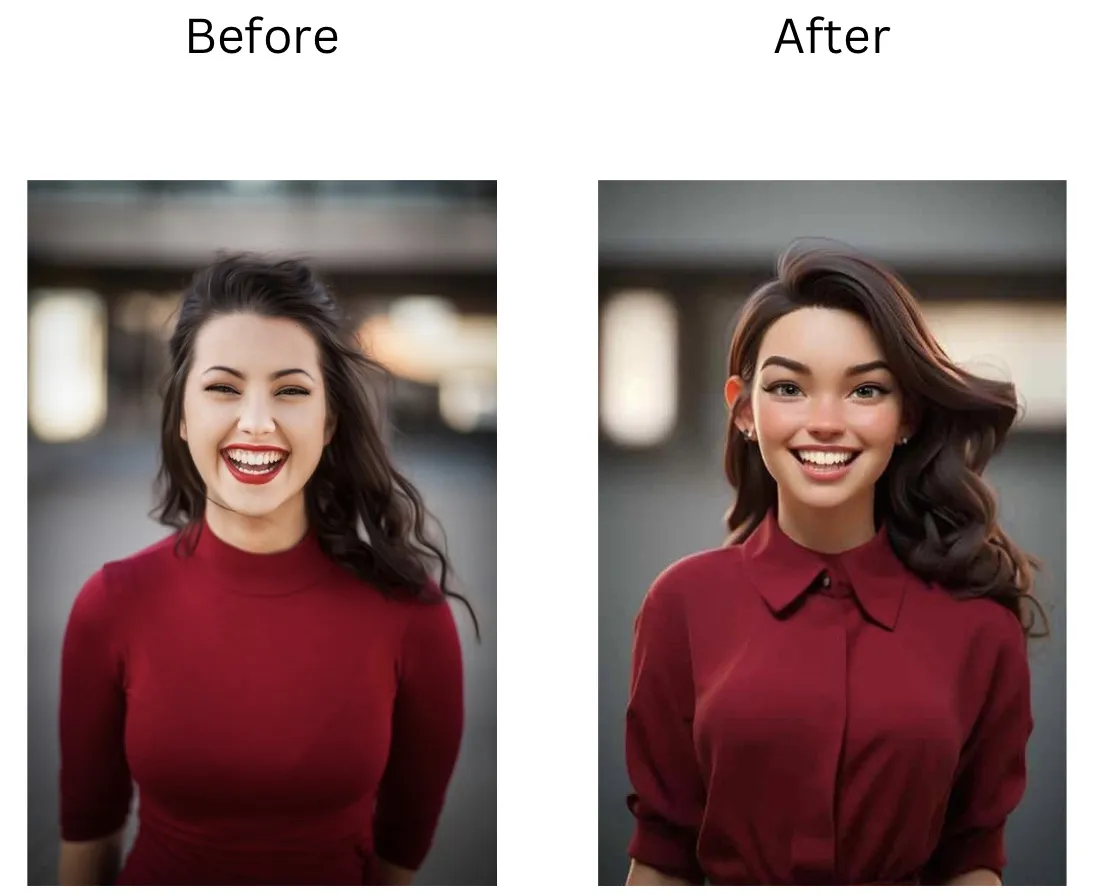 Demonstration image showing a photo before and after For Influencers