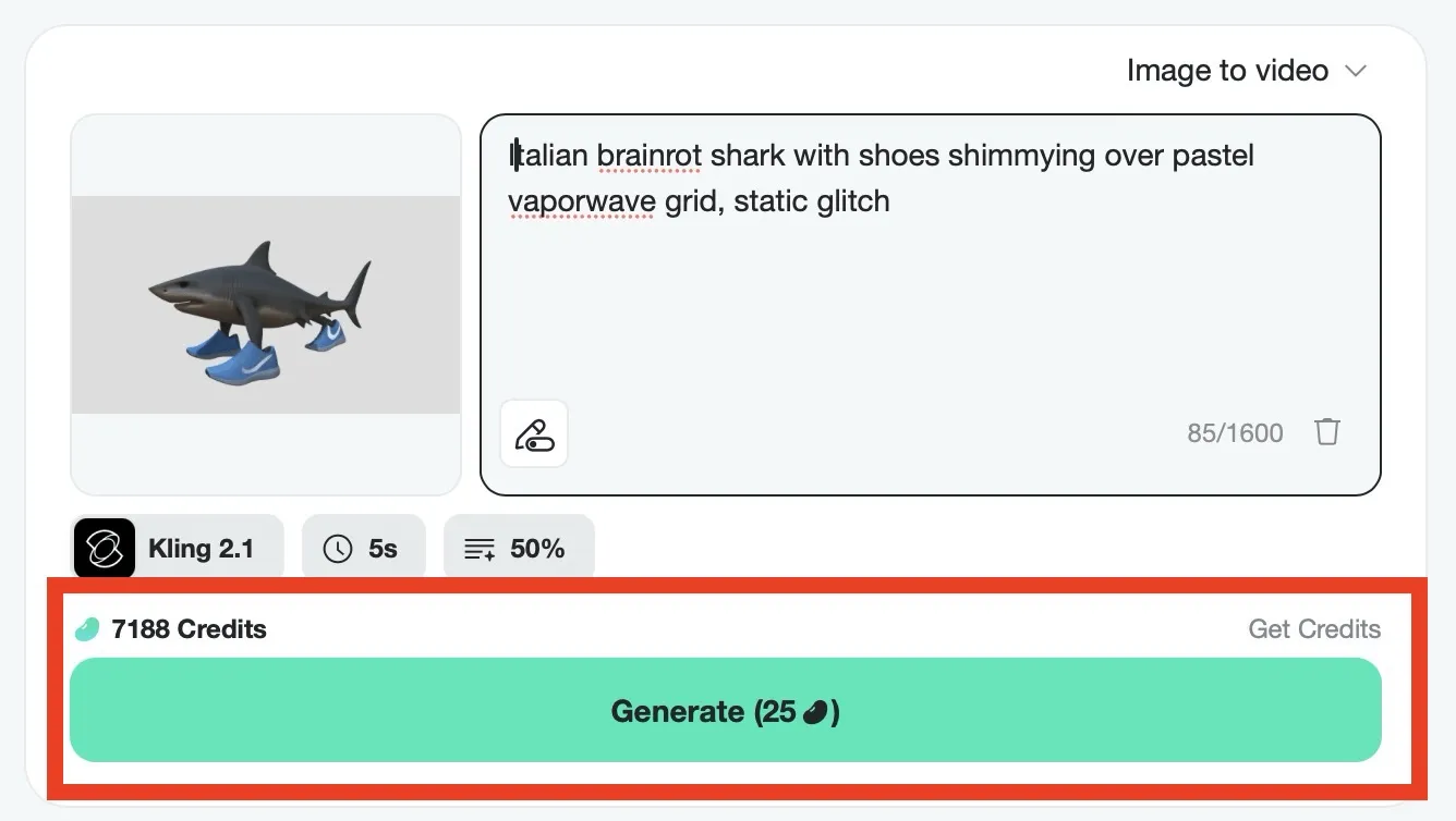 Click Generate to turn your meme image into a funny animated video.