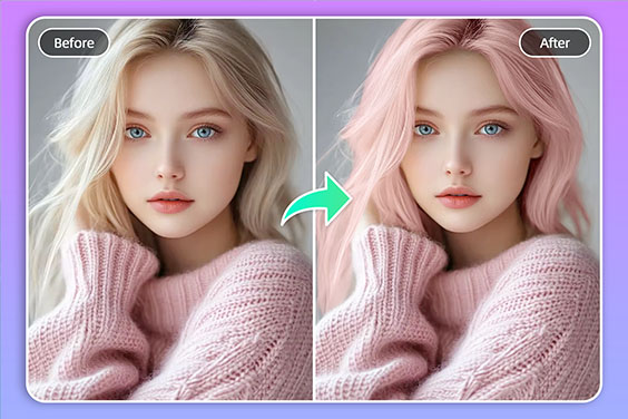 Filtre et simulateur de couleur de cheveux IA gratuit en ligne