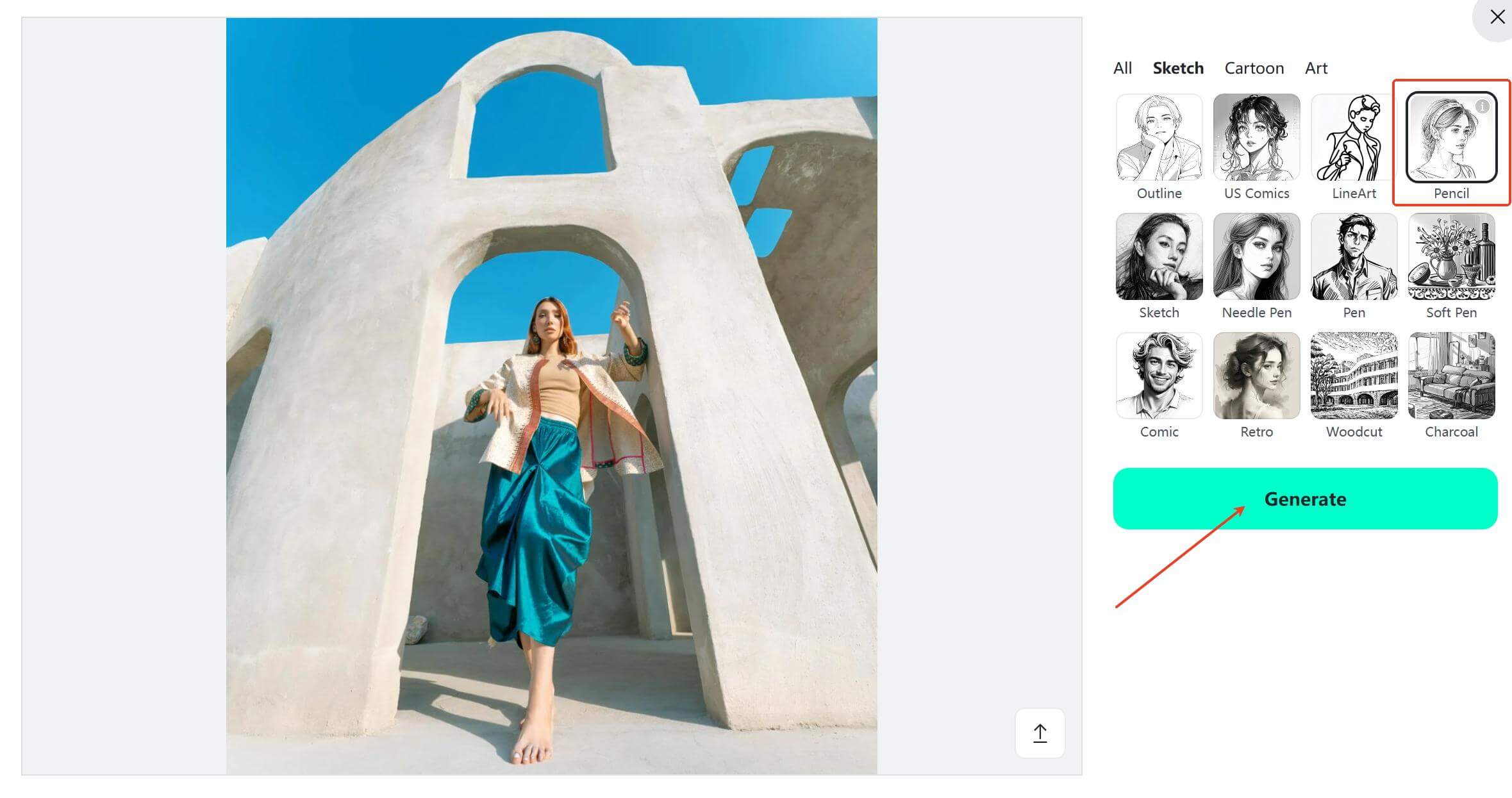 Select "Pencil" Filter and Convert Your Photo to Pencil Drawing