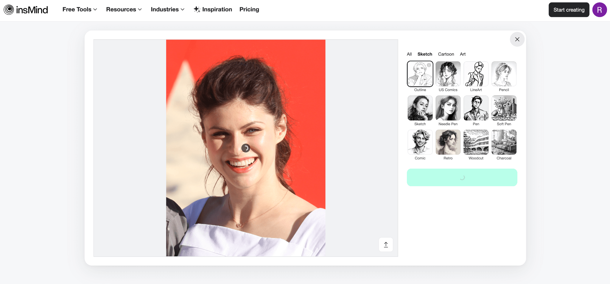 Apply the AI outline filter to turn your photo into beautiful line art instantly.