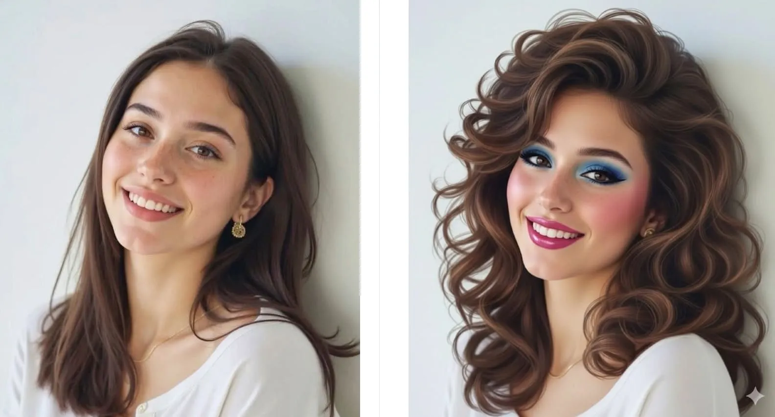 An example of 80s makeup on images with nano banana