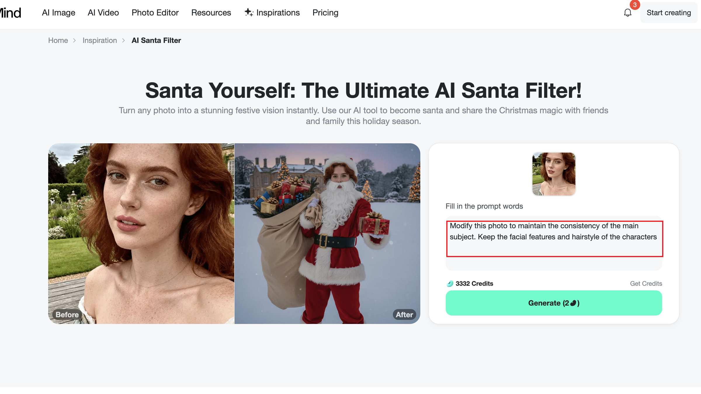 Enter Your Prompts Enter your prompts in details on insMind