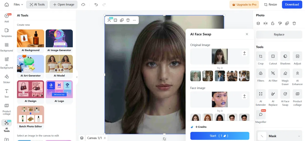 Upload the Target Face Image to insMind