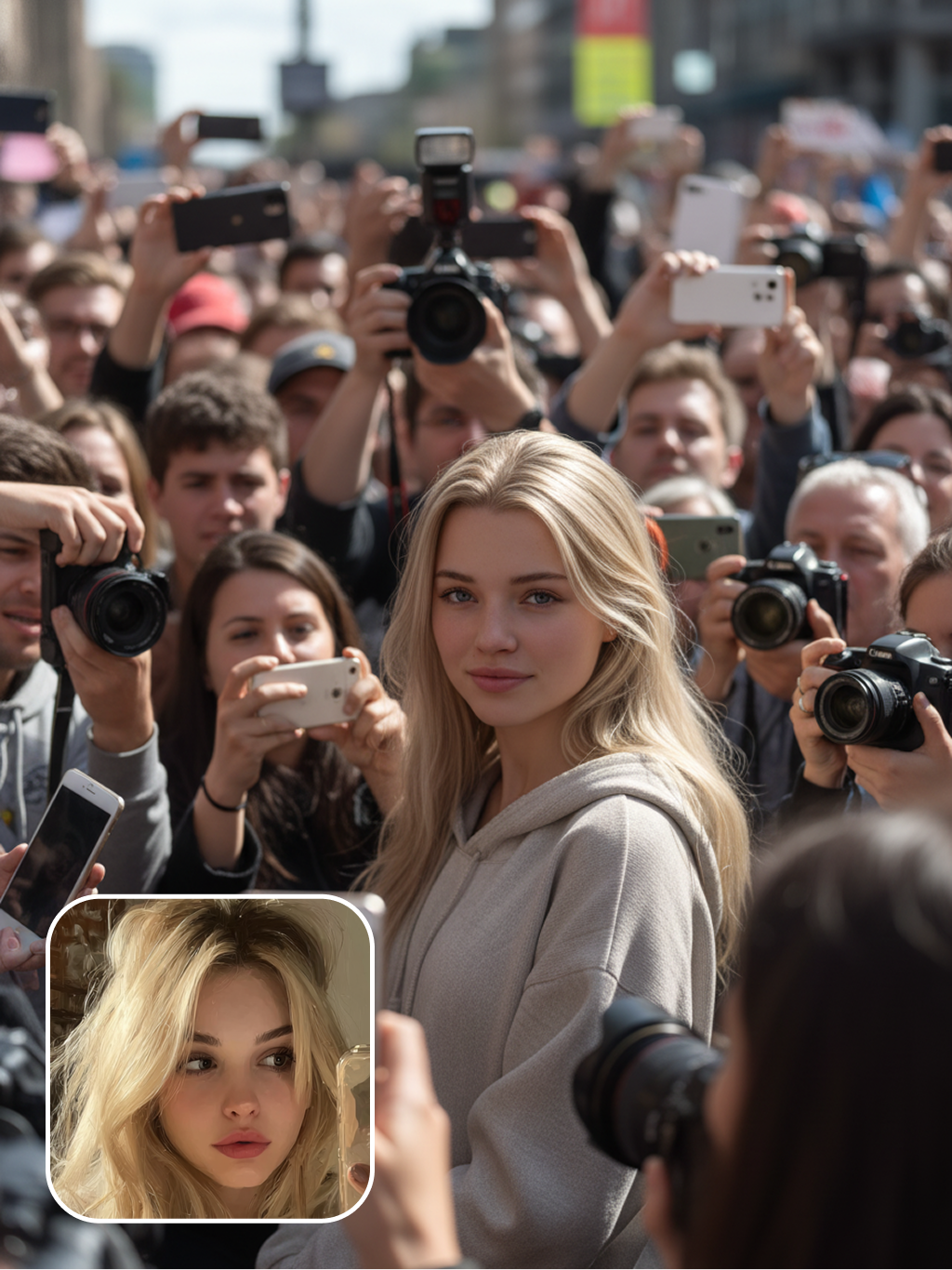 Толпа папарацци