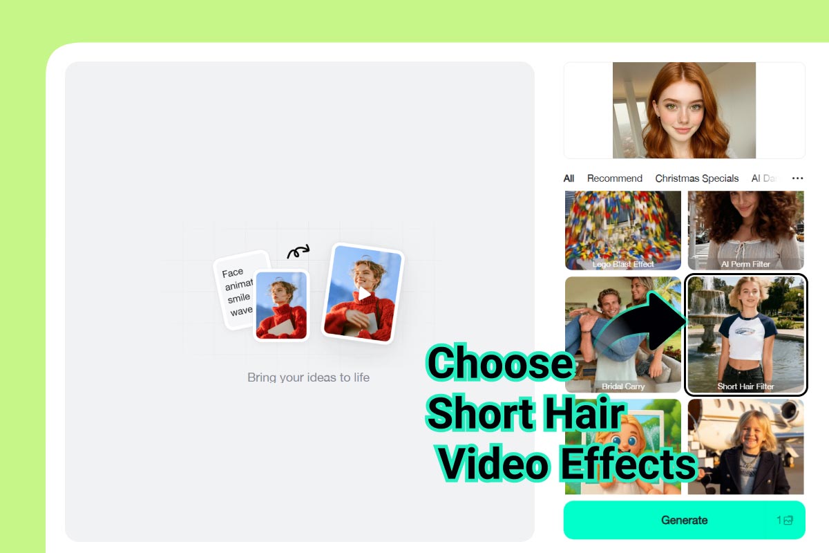 Step 2: Choose the Short Hair Video Effect