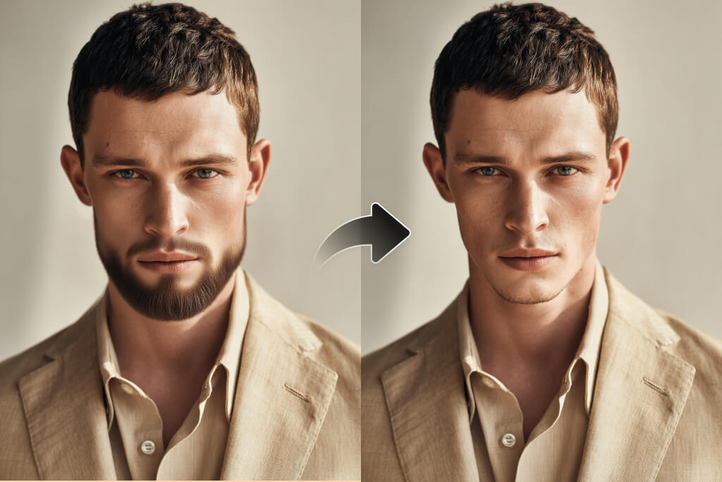 Virtual Try on Clean Beard Without Real Shaving Off