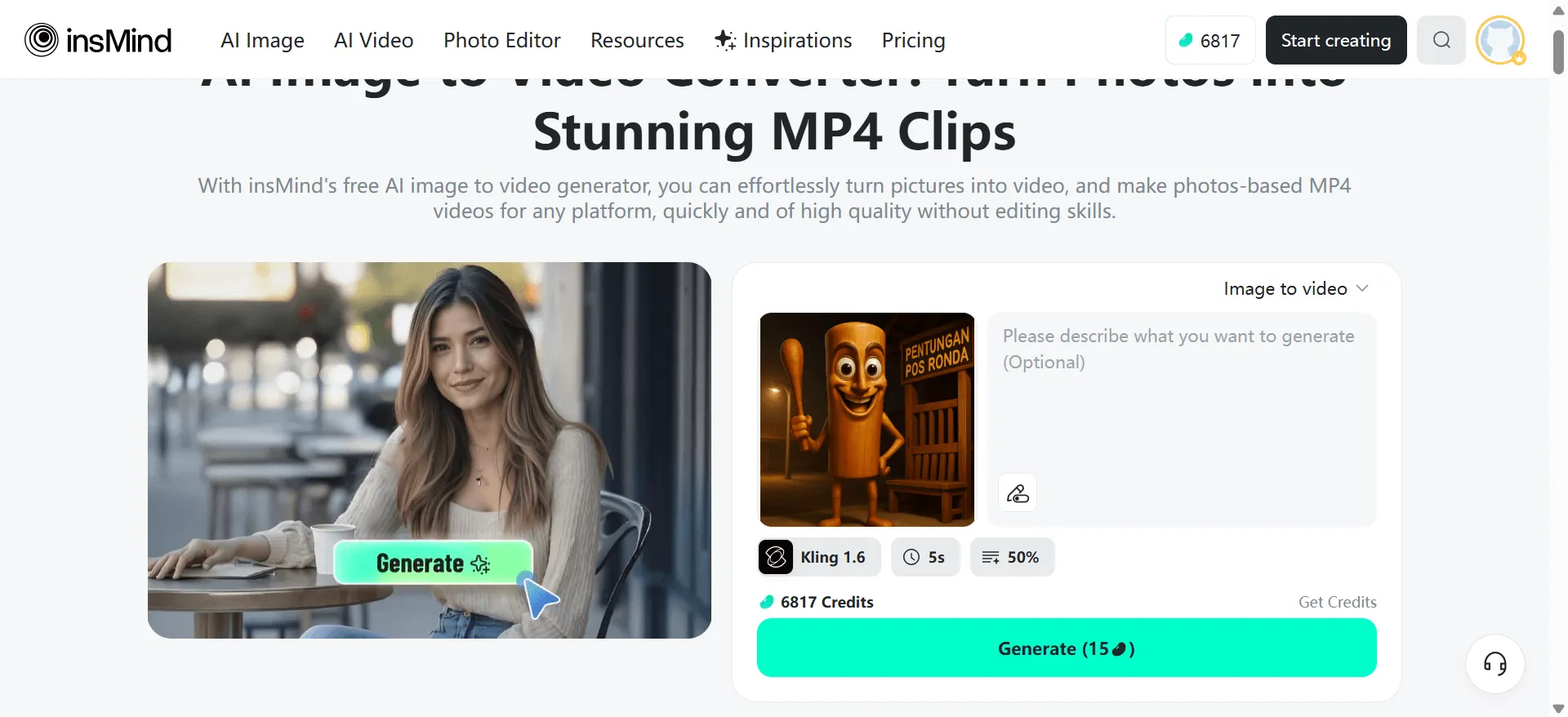 Choose and upload a JPG or PNG of your TikTok meme character.