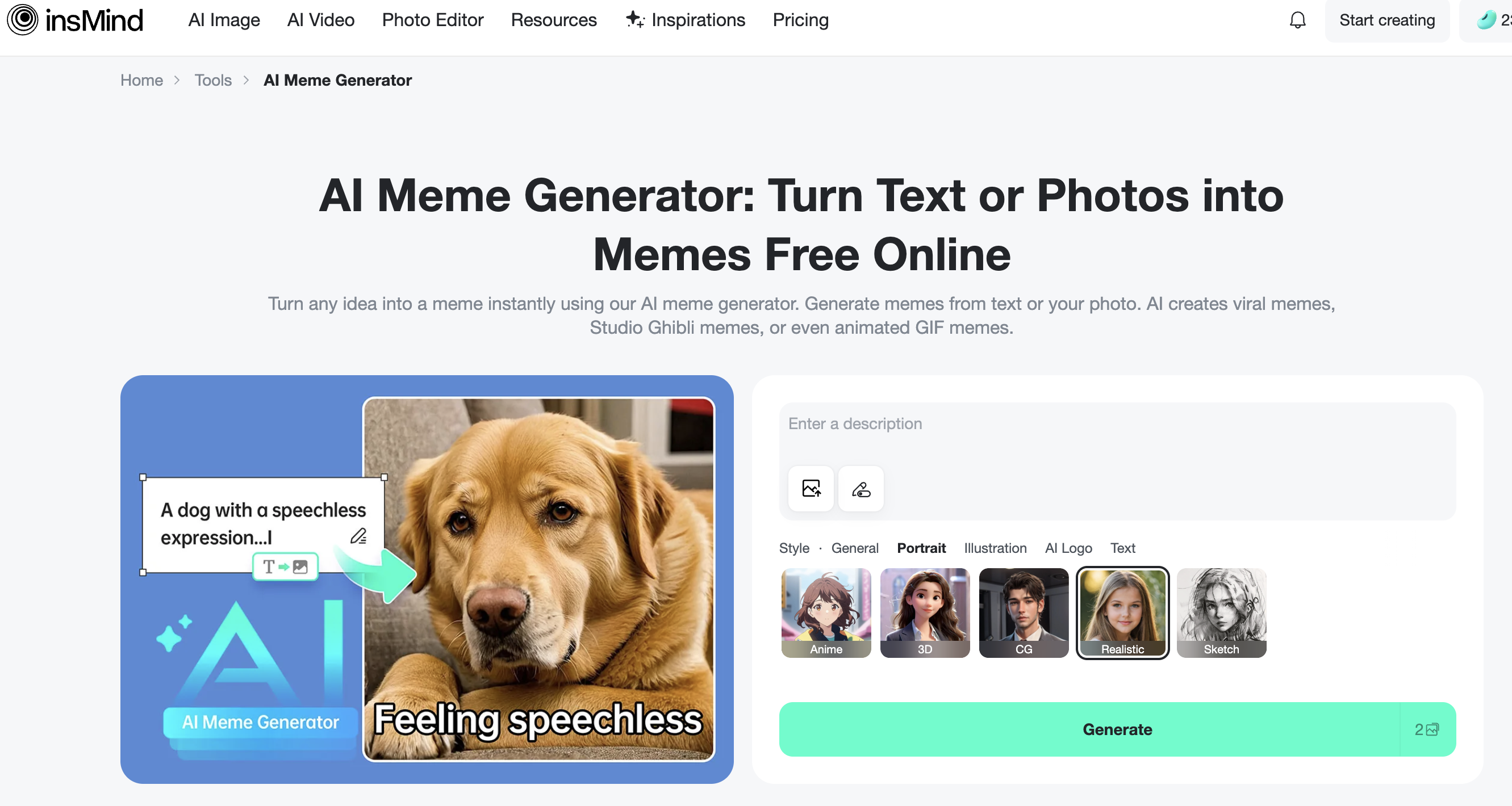 insMind ai meme generator homepage insMind ai meme generator homepage