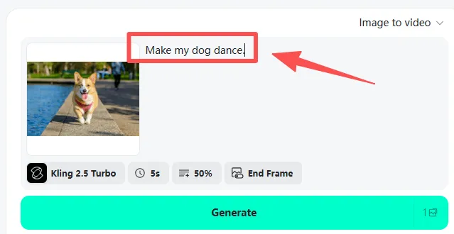 Enter your prompt to create your pet video with AI on insMind.