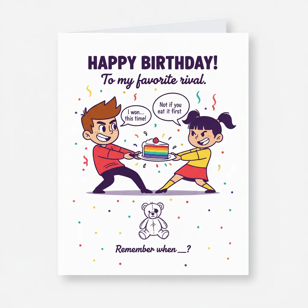 Birthday Card for Siblings a playful birthday card for siblings created with insMind, featuring cartoon-style designs and bright colors.