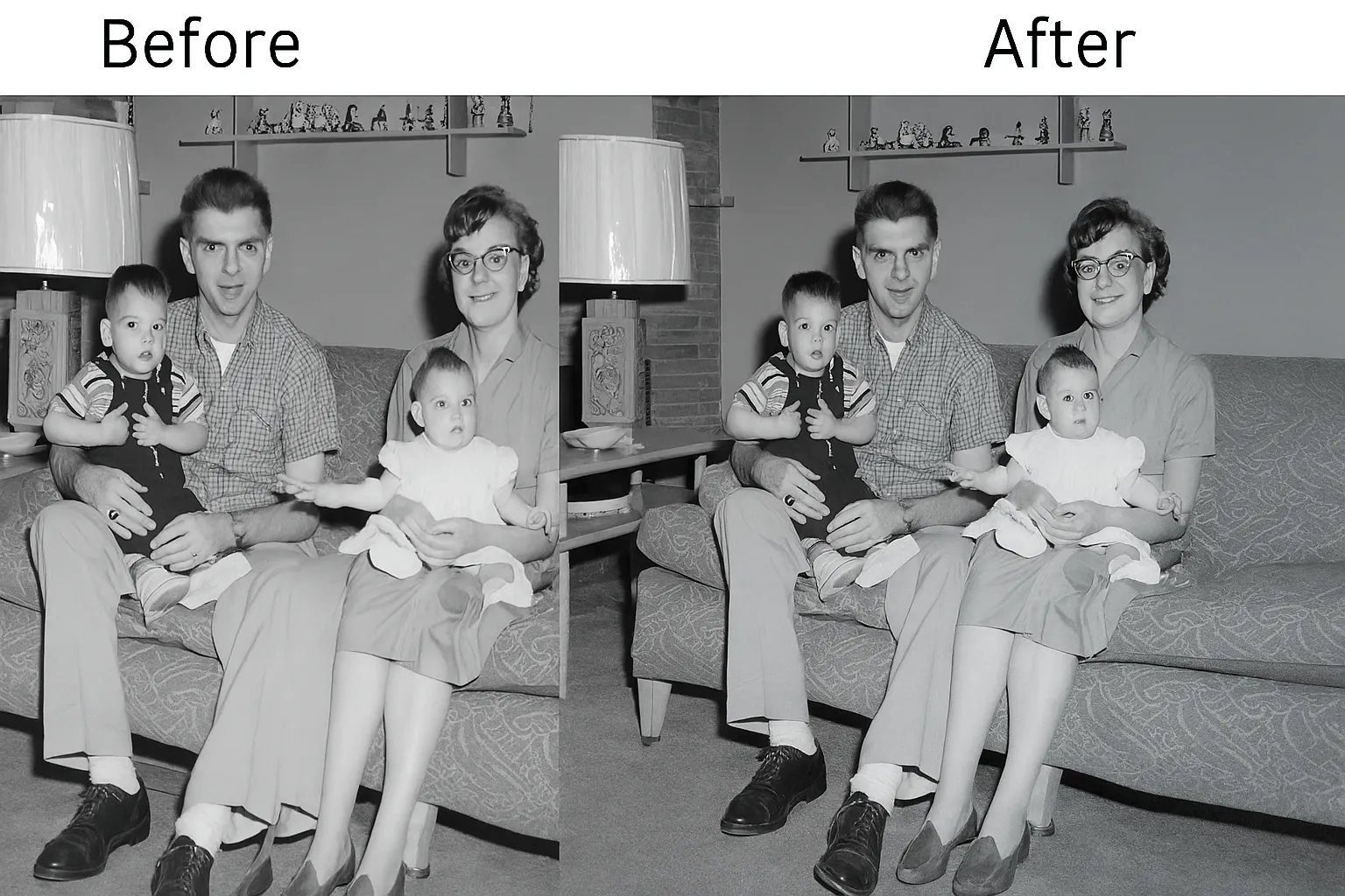 AI fills missing details in vintage or damaged photos, restoring cherished family memories.