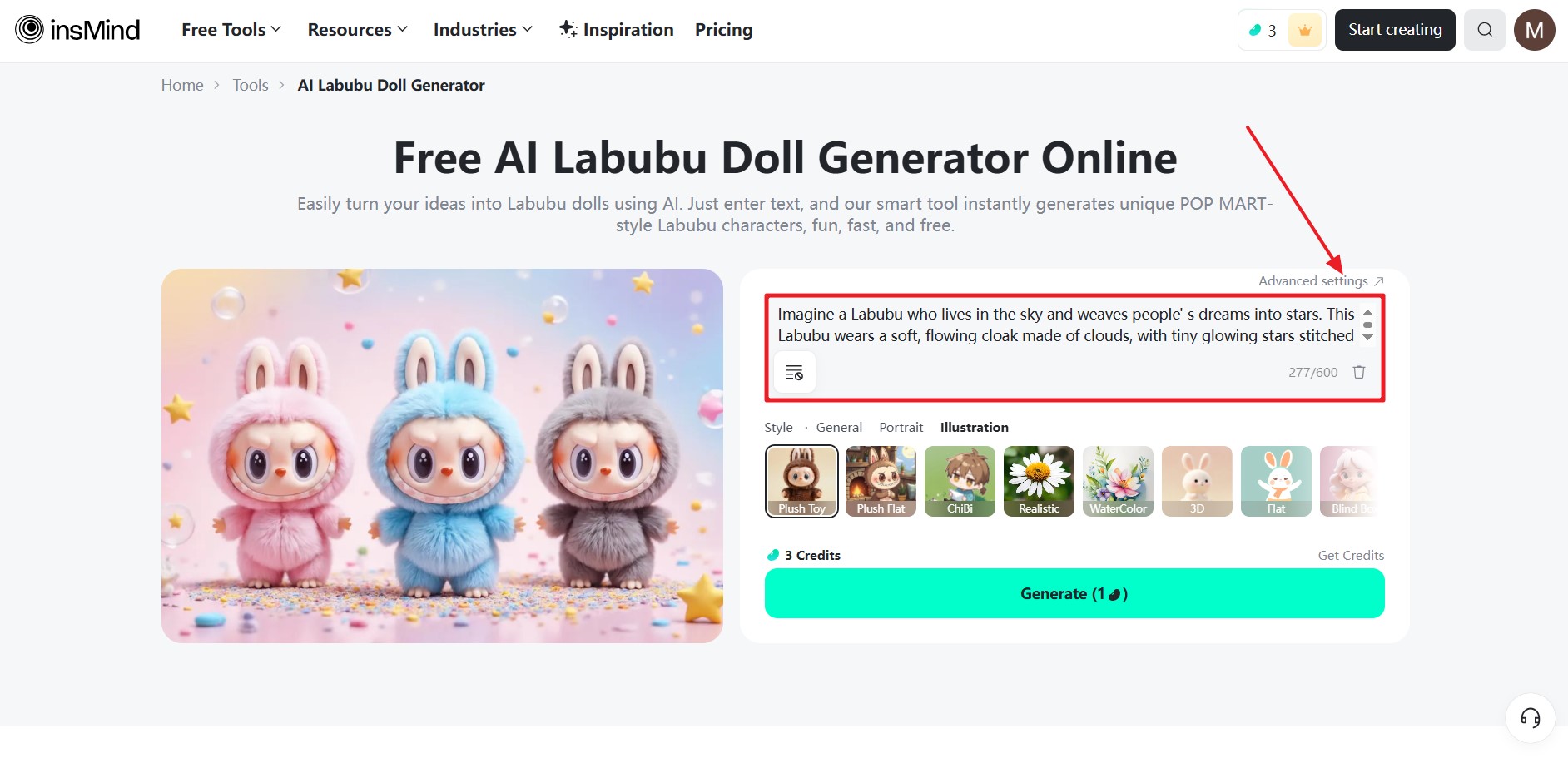 Prompt Labubu insMind Ai Labubu Doll Generator