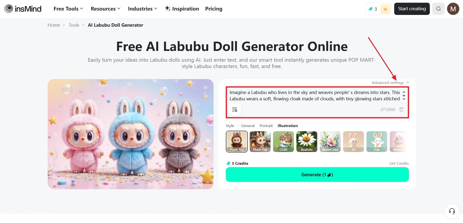 Prompt Labubu insMind Ai Labubu Doll Generator