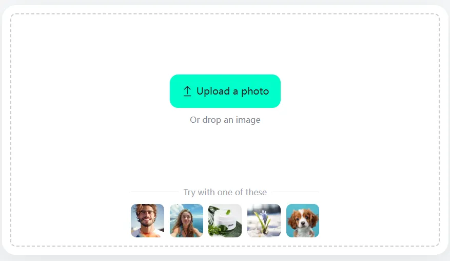 Screenshot demonstrating the process of uploading a photo to the AI image enlarger Tool in insMind