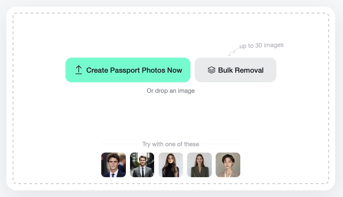 Screenshot demonstrating the process of uploading a photo to the Passport Photo Maker Tool in insMind