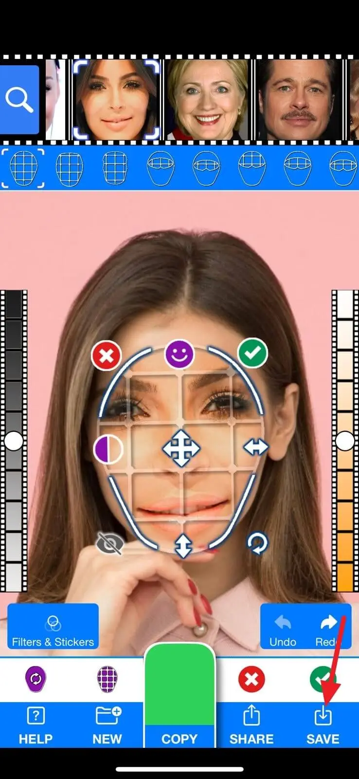 tap on the manual tool of the face swaper