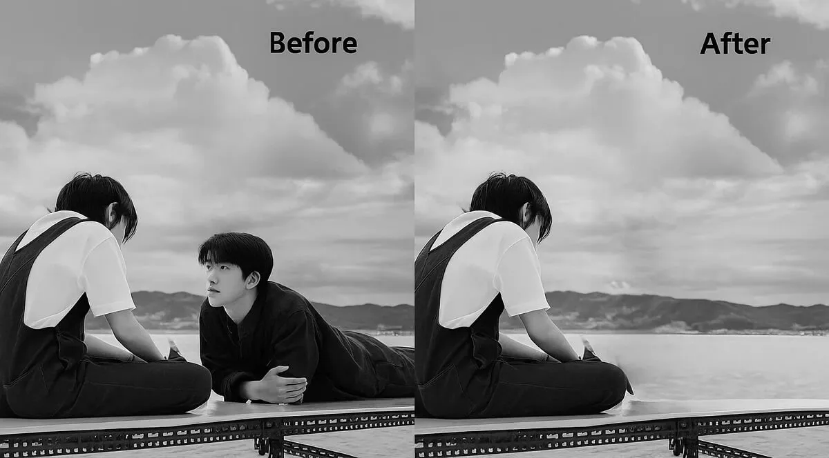 insMind results example showing how to remove ex from photo