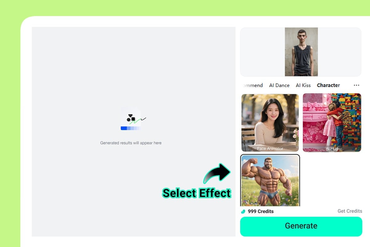 Step 2. Choose the "Muscle Surge" Video Effect