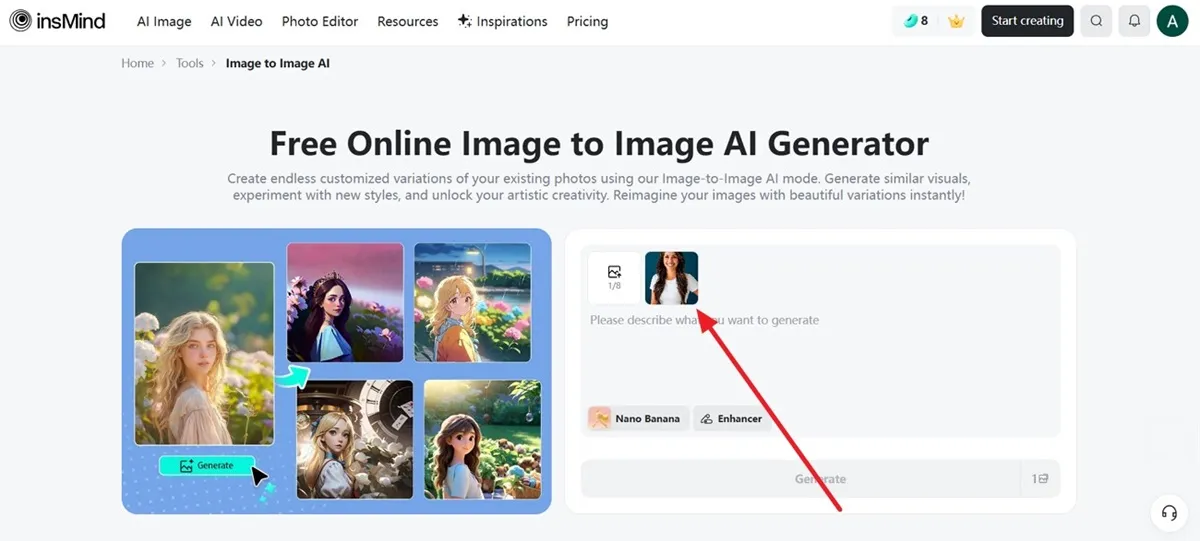 Upload your photo to insMind and use the pixie cut filter to preview your new short hairstyle.